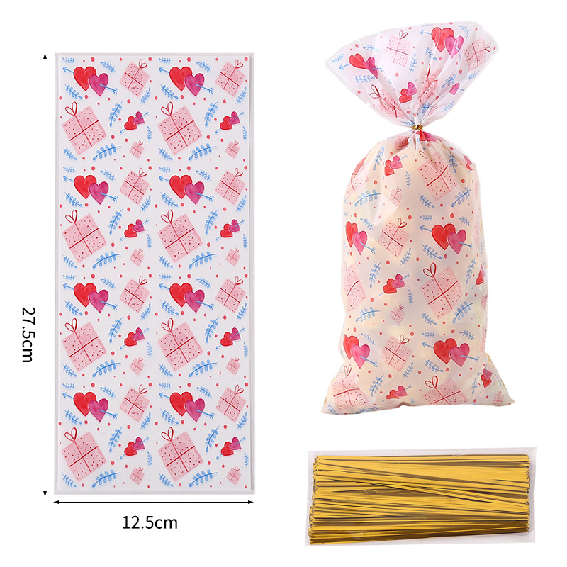 Día de San Valentín creativo OPP bolsa de regalo caramelo snack bolsa de embalaje amor patrón algodón caramelo snack bolsa de embalaje