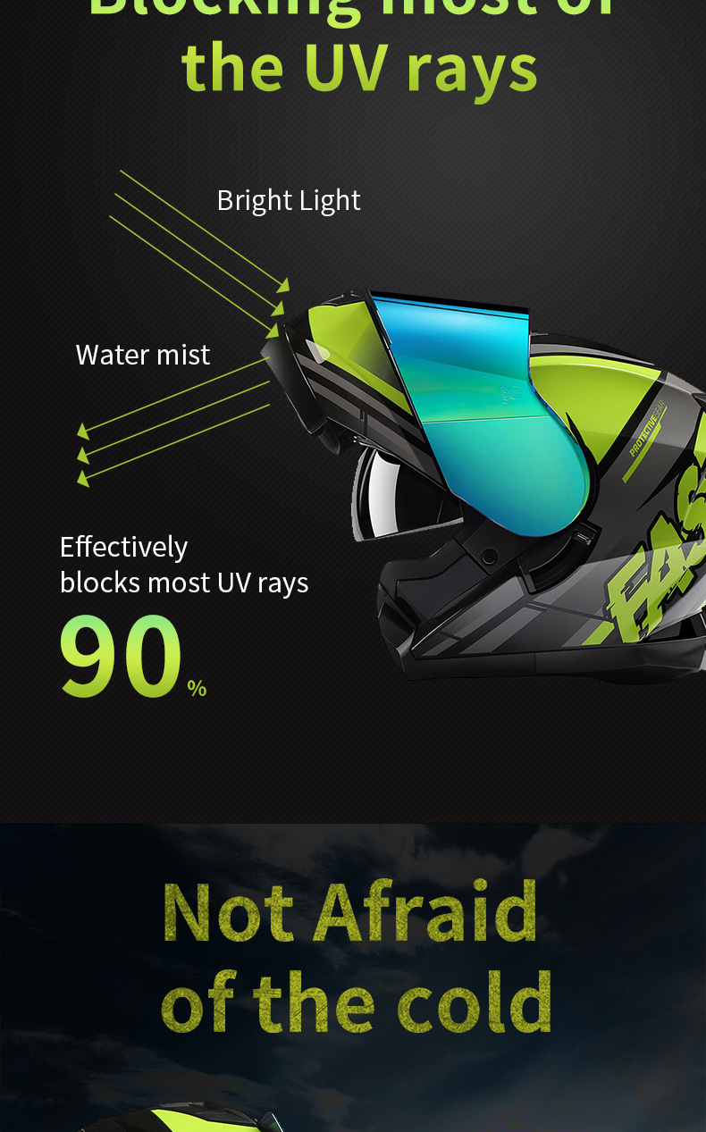 Bld Cross-Border Wholesale Bailide Motorcycle Helmet Flip-Up Visor Anti-Fog Breathable All-Season Full-Face Helmet