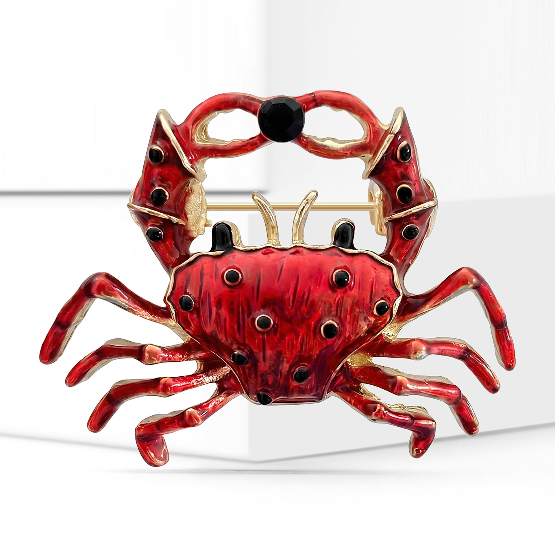 Korean-Style Creative Alloy Enamel Crab Brooch, Fashionable and Simple Suit Shirt Brooch Accessory: Br1592