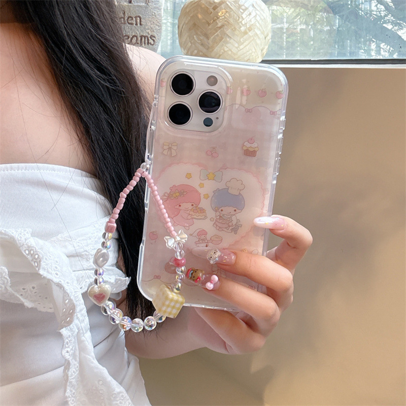 粉格纹甜品爱心双子星适用iPhone16苹果15ProMax/14/13手机壳新款|undefined
