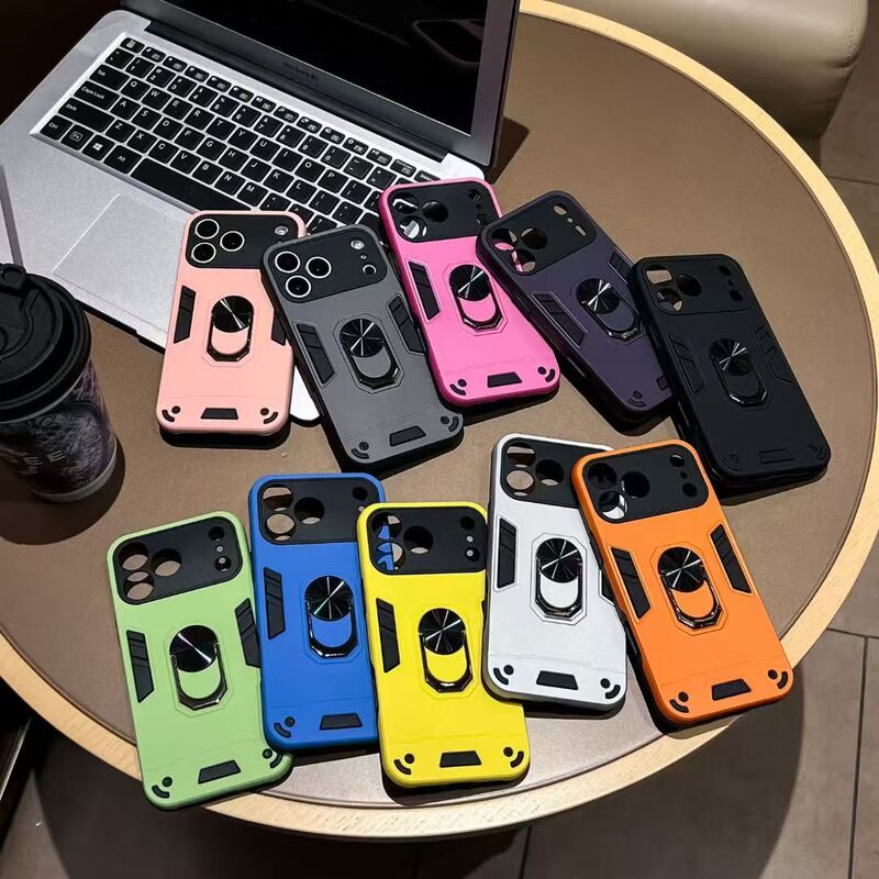 Men's Trendy Shockproof 360 Ring Stand Armor Two-In-One Phone Case for iPhone 17 Pro Max