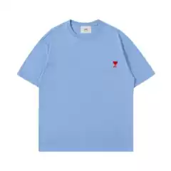 Cross-Border Heart Embroider Ami Clams Summer Loose Casual Cotton T-Shirt Men's and Women's Short-Sleeved Sports Short-Sleeved