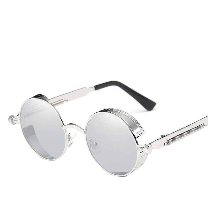 Clásico Steampunk gafas de sol europeo y americano ronda reflectante gafas de sol hombres y mujeres retro moda gafas de sol 0914