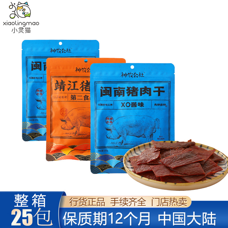 神农公社猪肉脯靖江闽南猪肉干XO酱蜜汁原味手撕肉脯零食批发100g