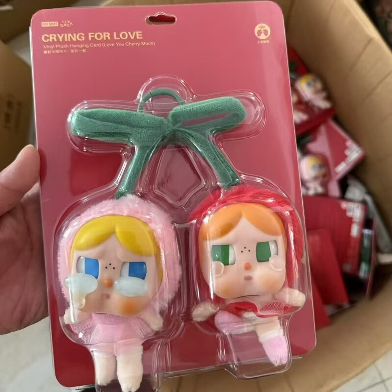 新品樱桃甜在一起搪胶毛绒吊卡哭娃爱神的眼泪玻璃眼系列包包挂件|undefined