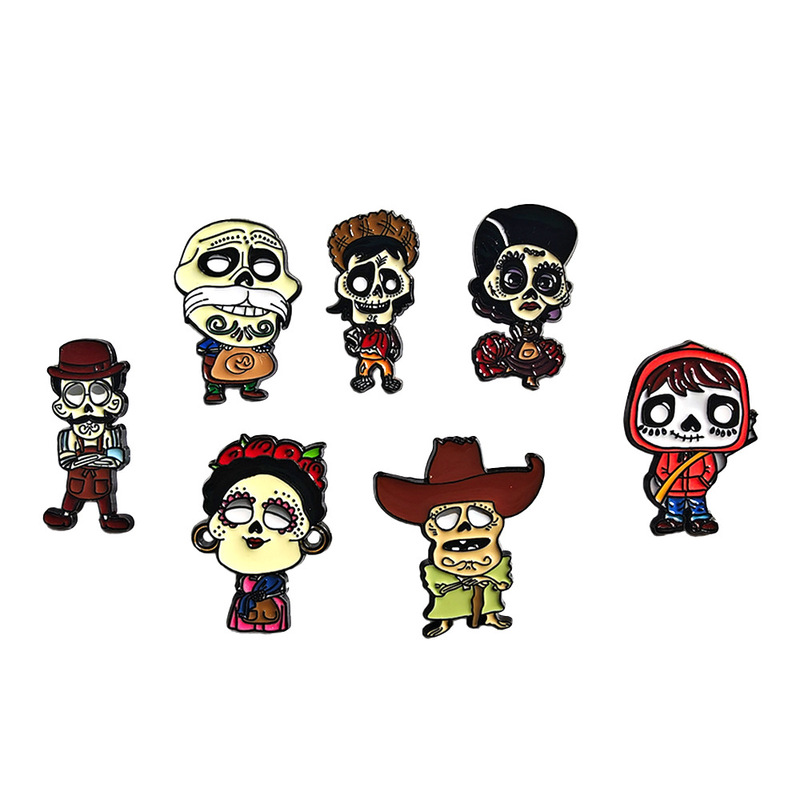 Cartoon Animated Film Coco Metal Brooch Mexican Day of the Dead Badge Special Holiday Pin