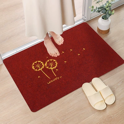 Avtomobil döşəmə paspasları Mat, Bathroom Foot Mat, Can - embroidered-dark-red-dandelion-yellow-40cm60cm