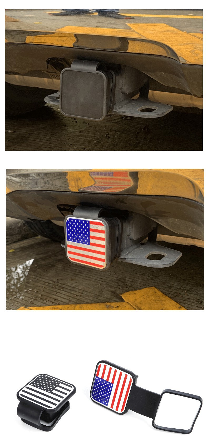 Cross-Border Car Modification Parts: Dust Cover for Trailer Hitch, Square Port Protective Cover, 2-Inch 51mm Towing Cover