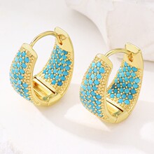 欧美跨境新款微镶彩色锆石耳环耳扣女希音亚马逊热卖个性耳饰潮