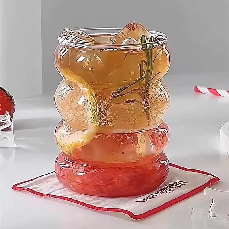 カスタムメイドの韓国風高硼珪酸ガラス製のかわいい虫型コーヒーカップ、耐熱ガラス製ミルク/水カップ|undefined