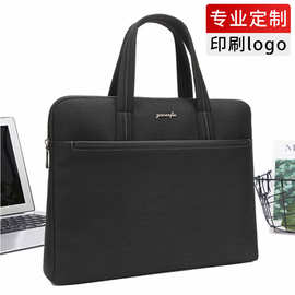 手提文件包帆布 会议资料袋印刷logo 大容量商务公文包电脑包批发