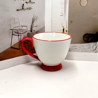 跨境定制轻复古陶瓷马克杯高脚咖啡杯早餐牛奶杯印logo外贸礼品