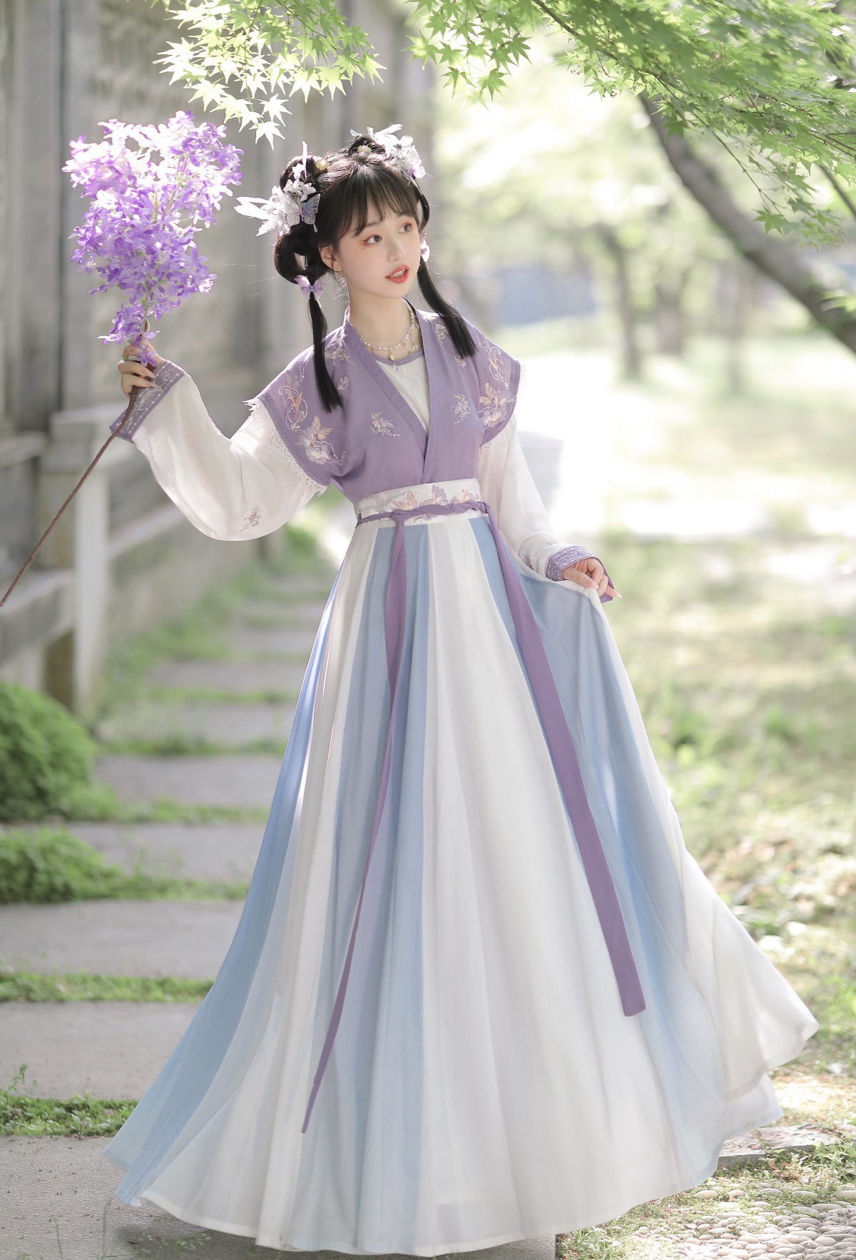 原创设计新款越歌梦汉服女中国风晋制交领齐腰褶裙魏晋风日常8296-阿里巴巴