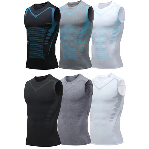 Summer men's quick-drying ice silk fitness sports sleeveless undershirt outdoor basketball breathable training printed tight vest
