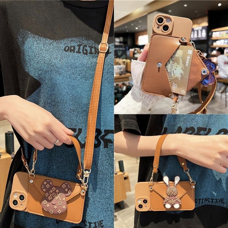 Suitable for Apple 18/16Pro Mobile Phone Case Iphone14Promax Crossbody 17Pro Strap Coin Card Holder 12P