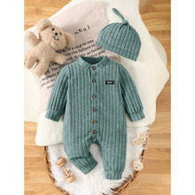W 37771 Stripe baby onesie set with hat ����Ӥ����������װ