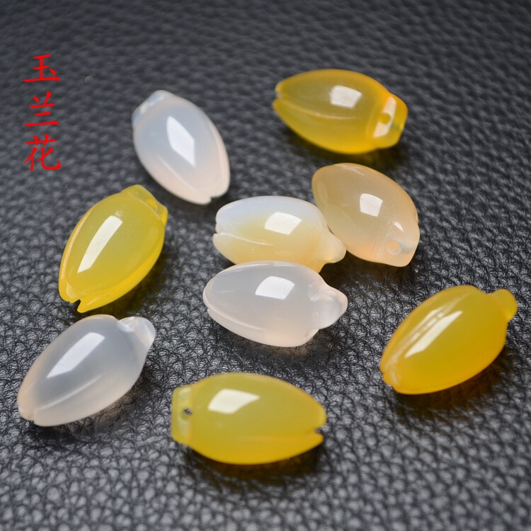 10*17mm white chalcedony agate Yellow Agate magnolia flower bud earrings hairpin bracelet necklace accessories