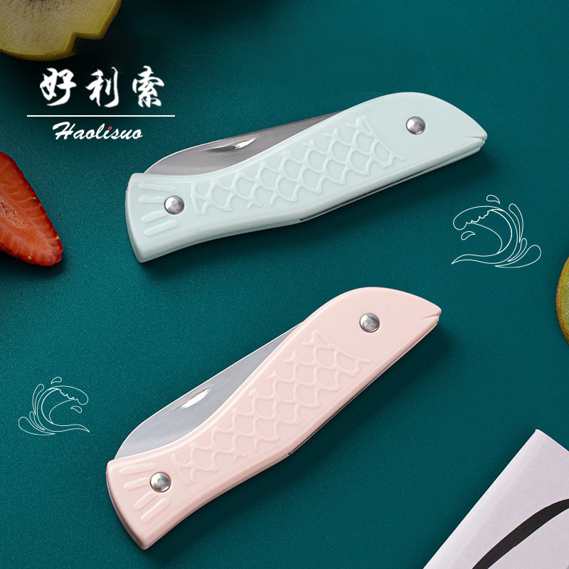 Cuchillo de frutas de acero inoxidable cuchillo de frutas cuchillo plegable portátil dormitorio para estudiantes cuchillo de corte de frutas cuchillo de cocina