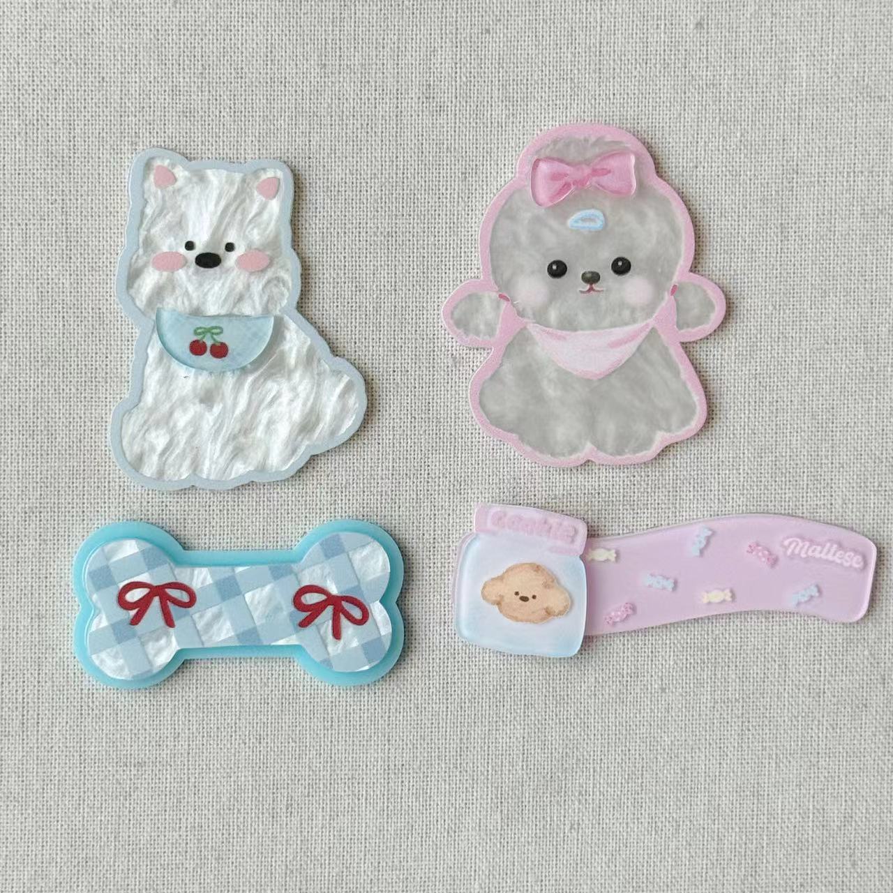 새로운 웨스트 하이랜드 강아지 뼈 아크릴 액세서리 DIY 헤드폰 휴대 전화 케이스 액세서리 구멍 신발 장식 매칭