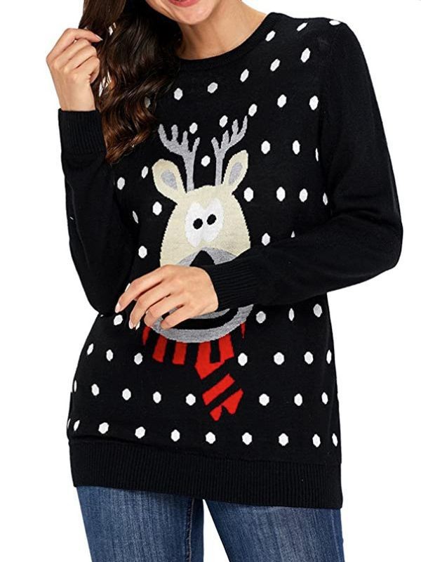 2024 popular UglySweater festival de navidad ChristmasSweater cuello redondo prendas de punto femenino