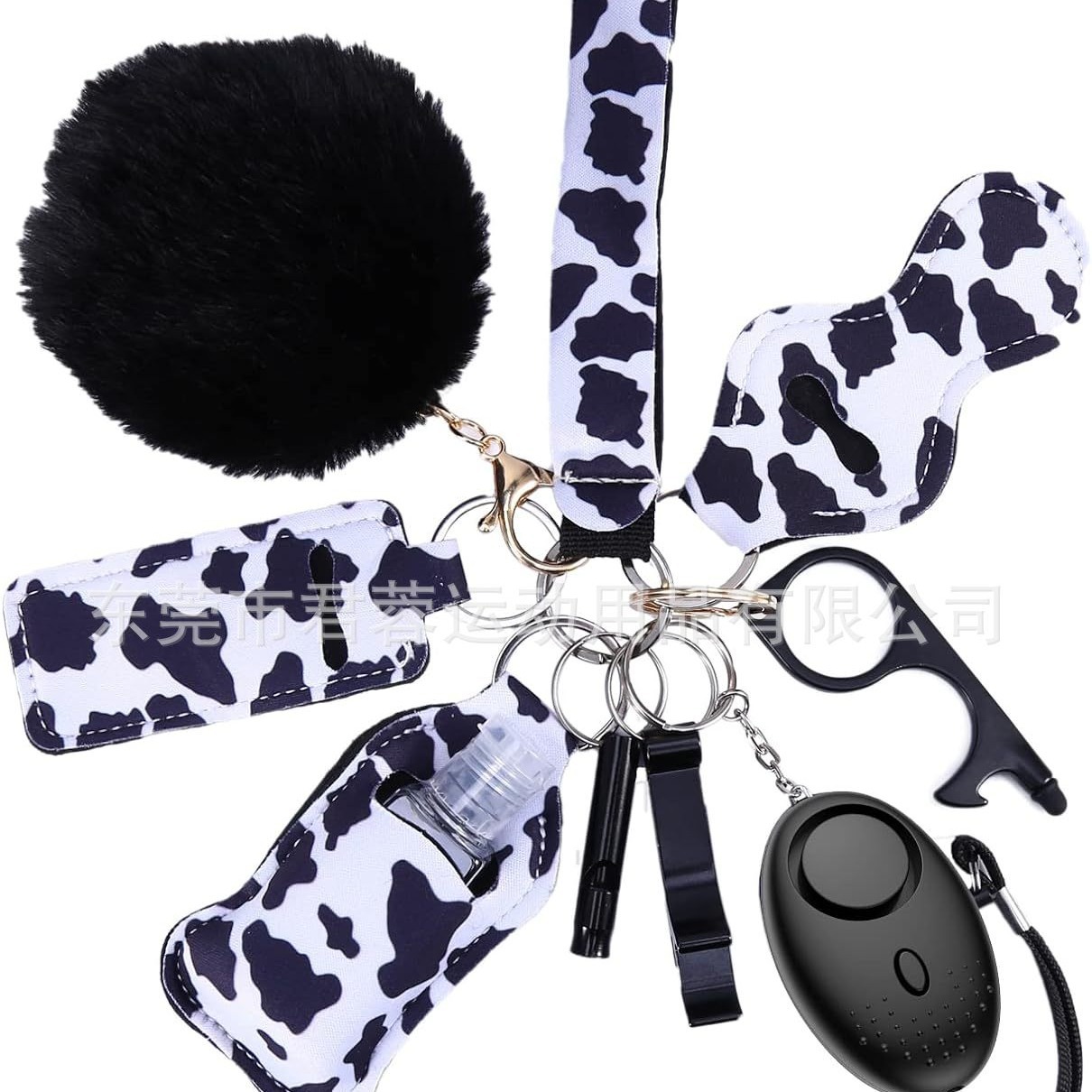 新款潜水料钥匙扣套装女式钥匙扣 防狼套装钥匙扣自卫钥匙链批发