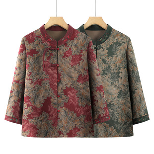 Old Lady Spring and Summer Chinese Style Jacket for Middle-Aged and Elderly Women, 2025 New Grandma Shirt Summer Top
