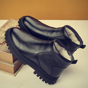 Winter new first layer cowhide cotton shoes for middle-aged and elderly non-slip fleece-lined thick cotton shoes fashion wear-resistant cotton shoes men's leather boots
