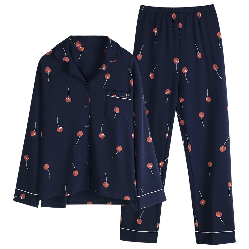 Pijamas de las mujeres de primavera y otoño 100% algodón de manga larga más el tamaño gordito chica desgaste del hogar de verano Delgado desgaste exterior más tamaño traje