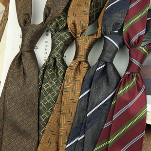 Tie Men's Korean Style Retro brown Wedding British 8CM Dress Professional Business Hand Wine Red Dark Green Stripe