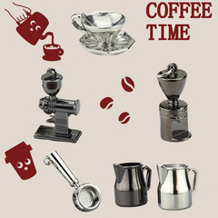 イミテーションミニコーヒー器具金属ストラップ3Dコーヒーキーホルダーカフェ小さなギフトプレゼントコーヒーグッズ