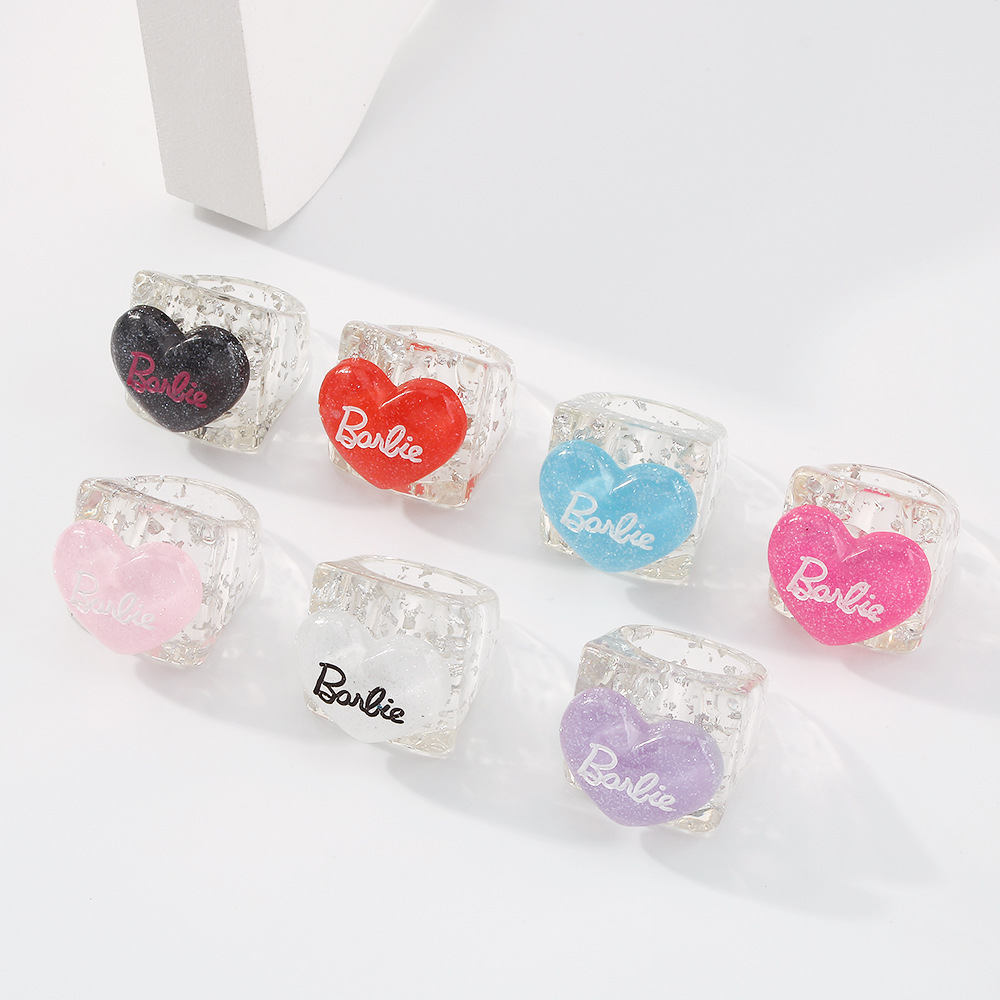 Simple Candy Color Heart Letter Resin Ring Wholesale Nihaojewelry display picture 33