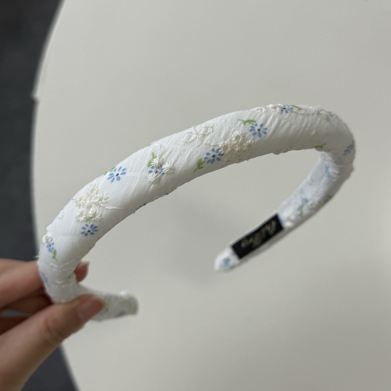 森系刺繍砕花カチューシャレディース2025春夏新作格子縞優しい高級感ハイトップカチューシャ髪飾り|undefined