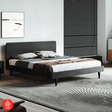 全实木床橡木复古黑色.米.米双人床美式法式北欧简约现代家用家具