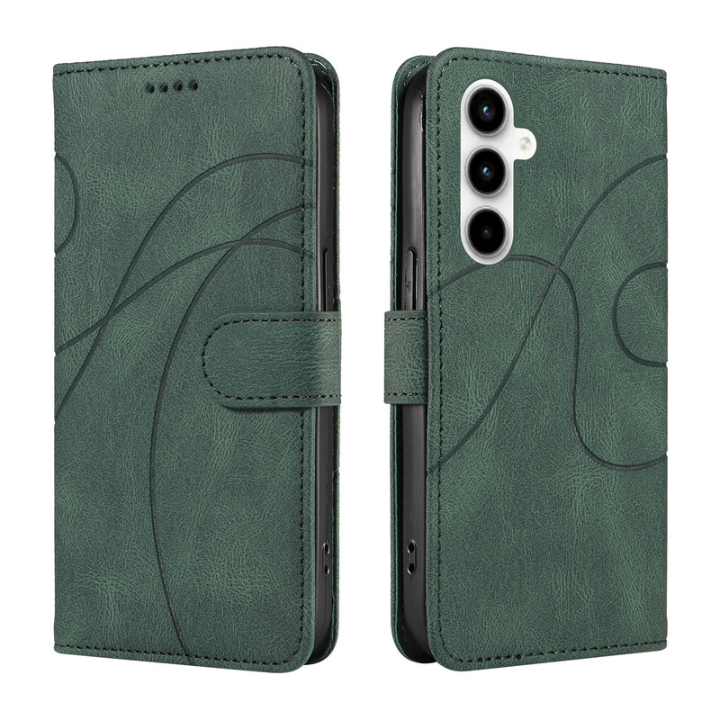 Suitable for Samsung A06 Skin-Feel Mobile Phone Leather Case M62 Curved Pressed Wire Frosted Flip Card S25 Wallet Pure Color