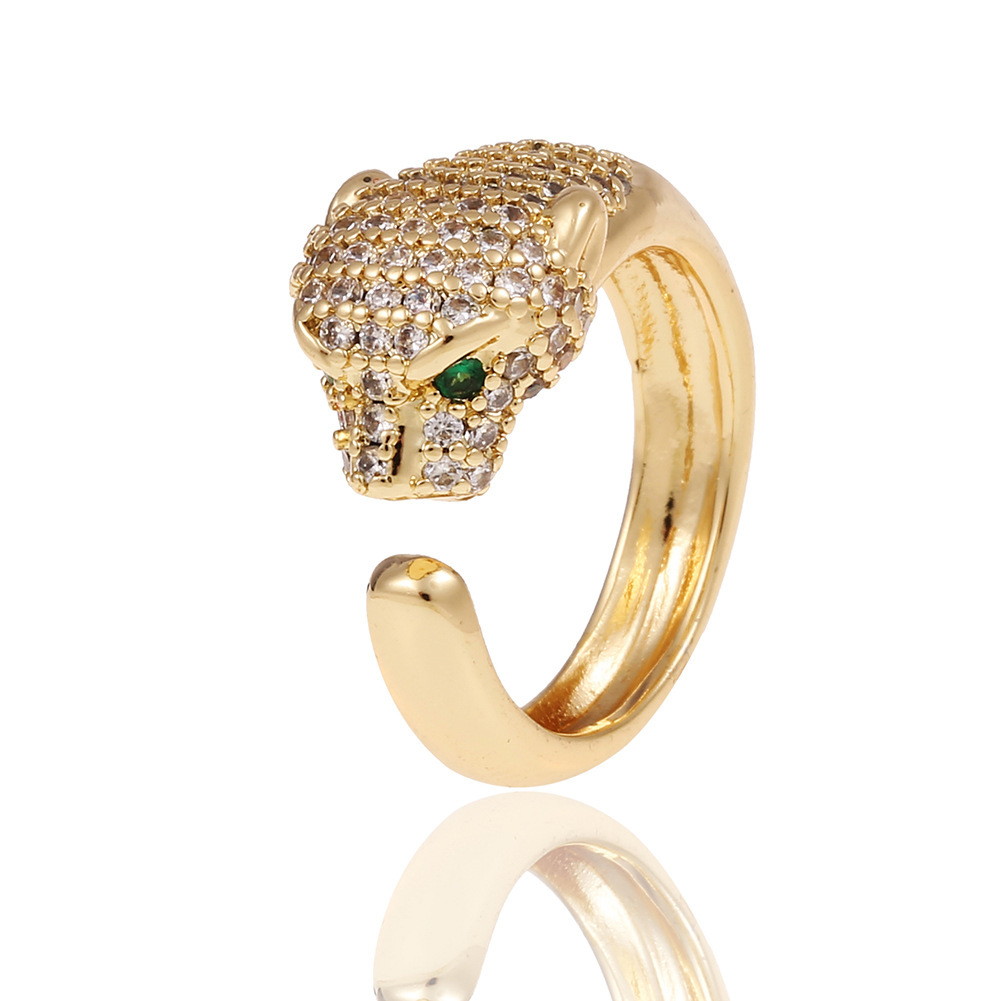 new copper hand jewelry hip-hop leopard open tail ring female