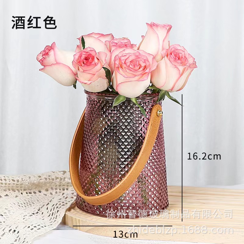 INS estilo florero de vidrio simple arreglo de flores transparente flor hidropónica planta verde florero sala de estar mesa de comedor Decoración