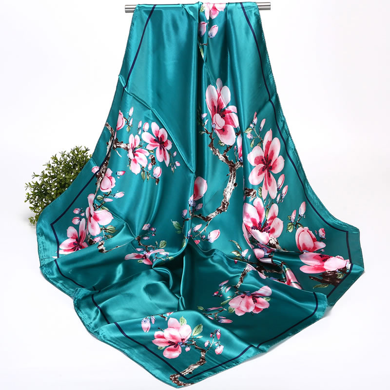 Fashionable Luxurious 90 Cm Imitation Silk Scarf Women's Simple Square Multi-Functional Shawl/scarf For All Seasons_voghion.com