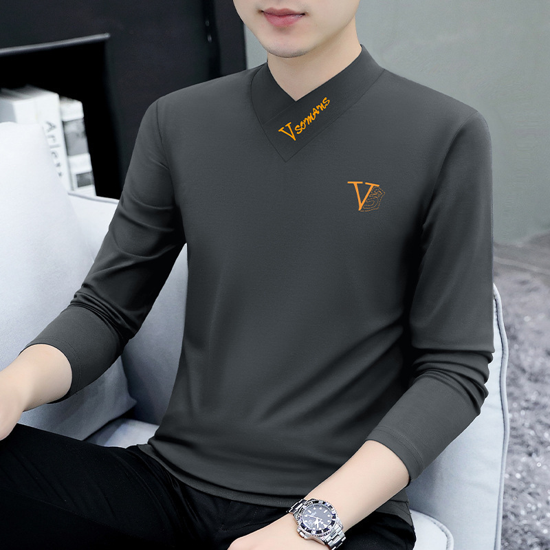 카본 그레이 CV153 경사 V넥