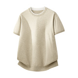 ZY8116-3D简约高级感上衣宽松休闲T恤美式假两件短袖针织衫，男装针织衫/毛衣，星座614