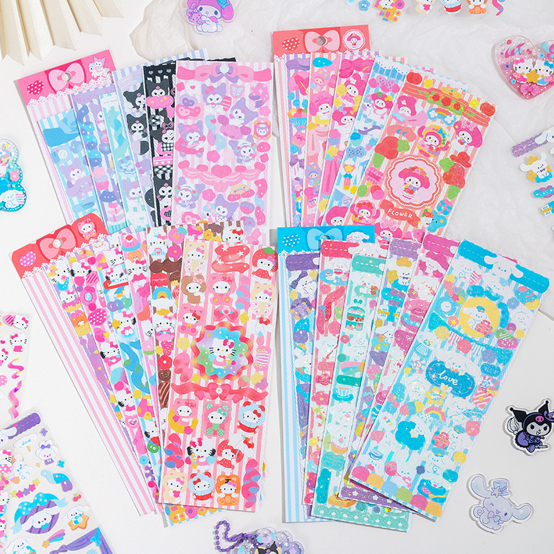 Serie láser de dibujos animados impermeable PVC Goo tarjeta traje combinación pegatinas animal de dibujos animados diario papelería material pegatinas