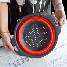 多功能伸缩折叠沥水篮圆形滤水神器调节洗菜蓝圆形硅胶折叠沥水篮