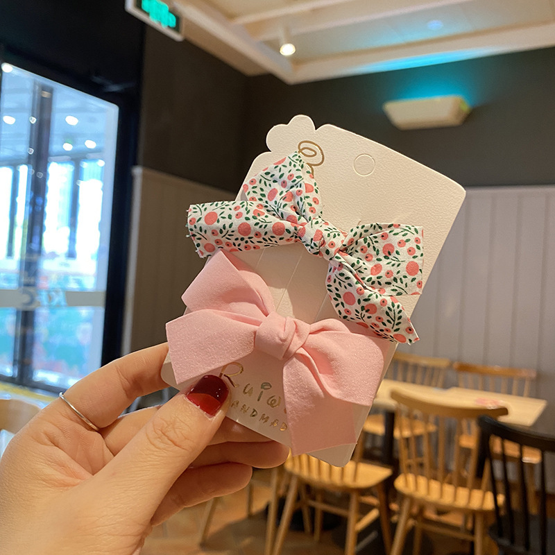 Bow Knot Pattern Women'S Gender Cute Bow Knot Cloth Metal Patchwork Hair Clip 2 Pieces