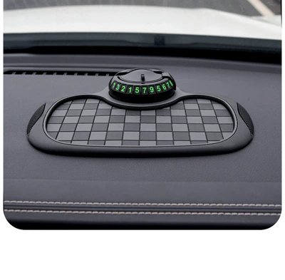 Multifunctional anti-slip mat, car phone holder, temporary parking number plate, car accessories, creative interior decoration (Anti-slip mat) - anti-slip-mat-chessboard-black-gray-piece