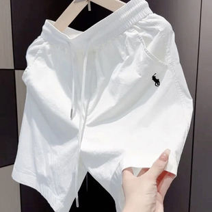 2025 New Summer Men's Solid Color Casual Shorts Design Trendy Brand Embroidered Sports Straight Five-Point Pants