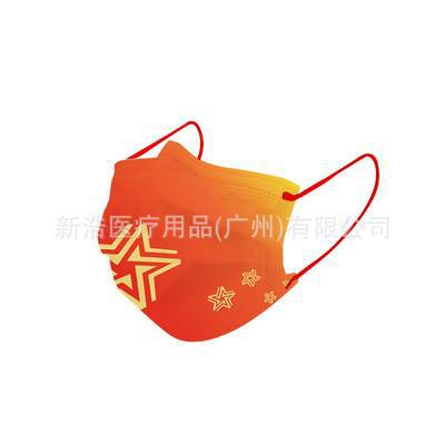 厂家现货批发三层含熔喷国潮风口罩 中国红一次性罩包邮