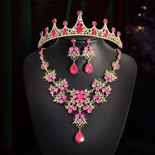 4 crown necklace ear clip style