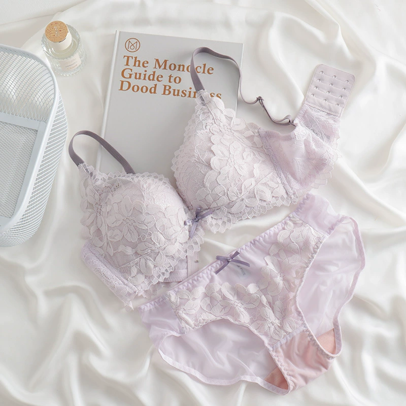 Push up bra, underwear, supporting wireless bra, lace bra top, set