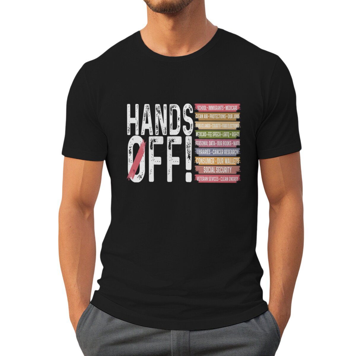 Hands Off Protest Print T-shirts For Men Summer Short Sleeve