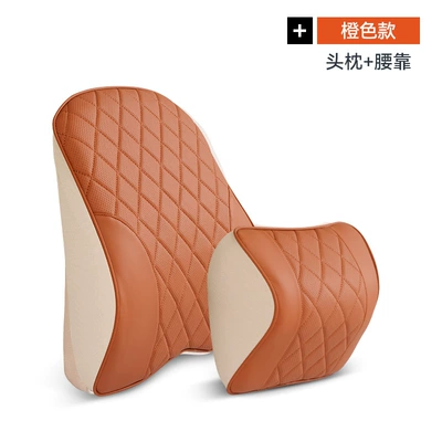 seat waist car pillow supplies | Headrest - question-world-napa-new-memory-foam-headrest-lumbar-support-orange-set