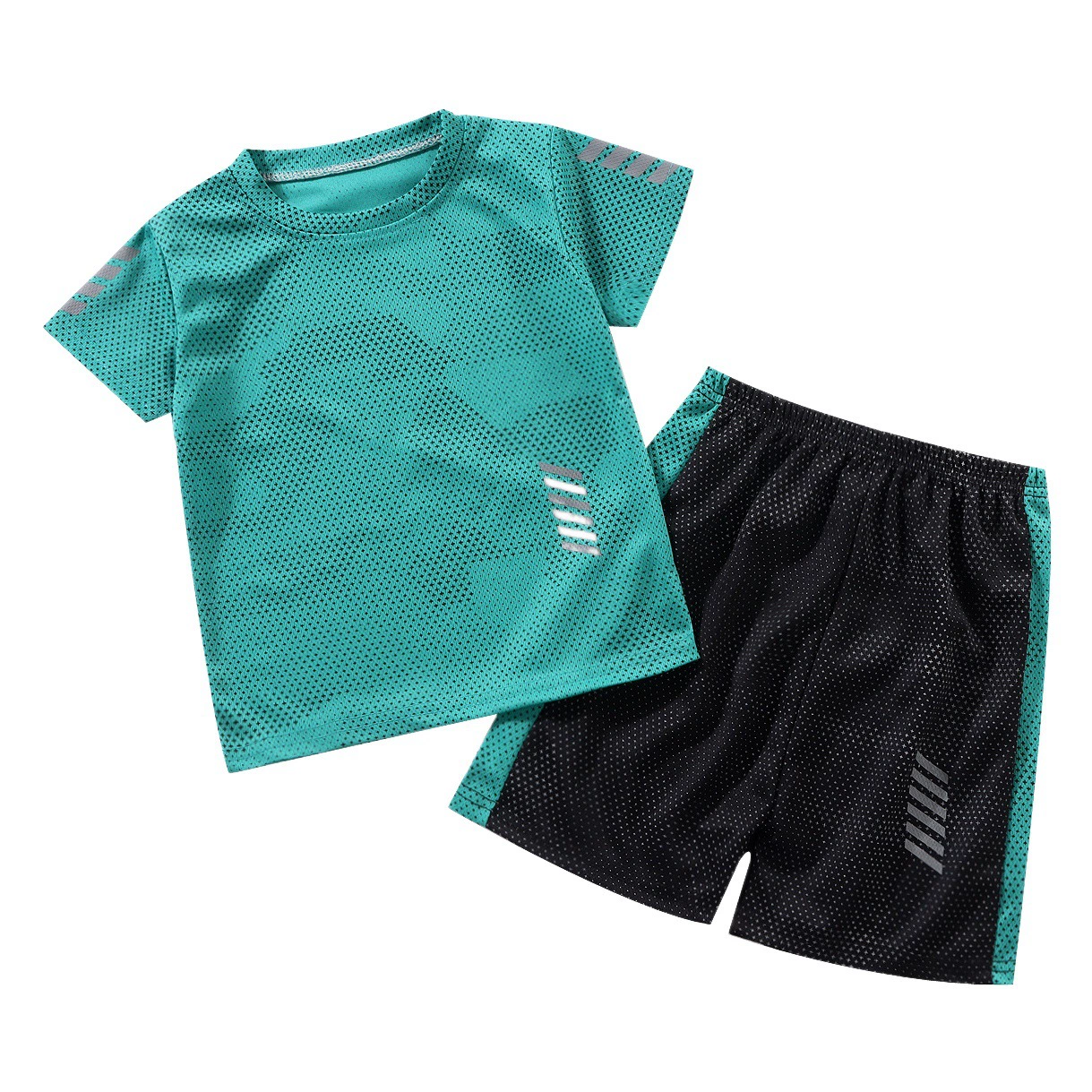 Детский костюм с короткими рукавами, спортивная одежда для бега, быстросохнущая летняя тонкая одежда-пуловер для мальчиков и девочек, детская одежда, костюм из двух предметов